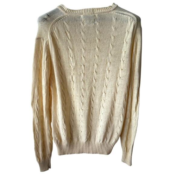 Men’s Vintage IZOD Lacoste Cable Knit Sweater, Linen-Cotton Blend Light Yellow L - Picture 5 of 5